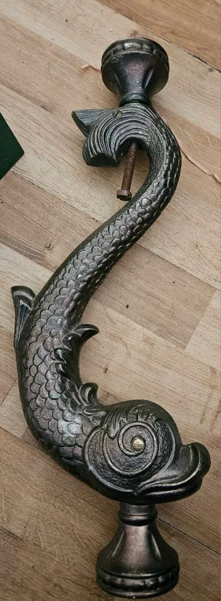 3 Vintage Metal Fish Furniture Fireplace Door Piec - Image 1