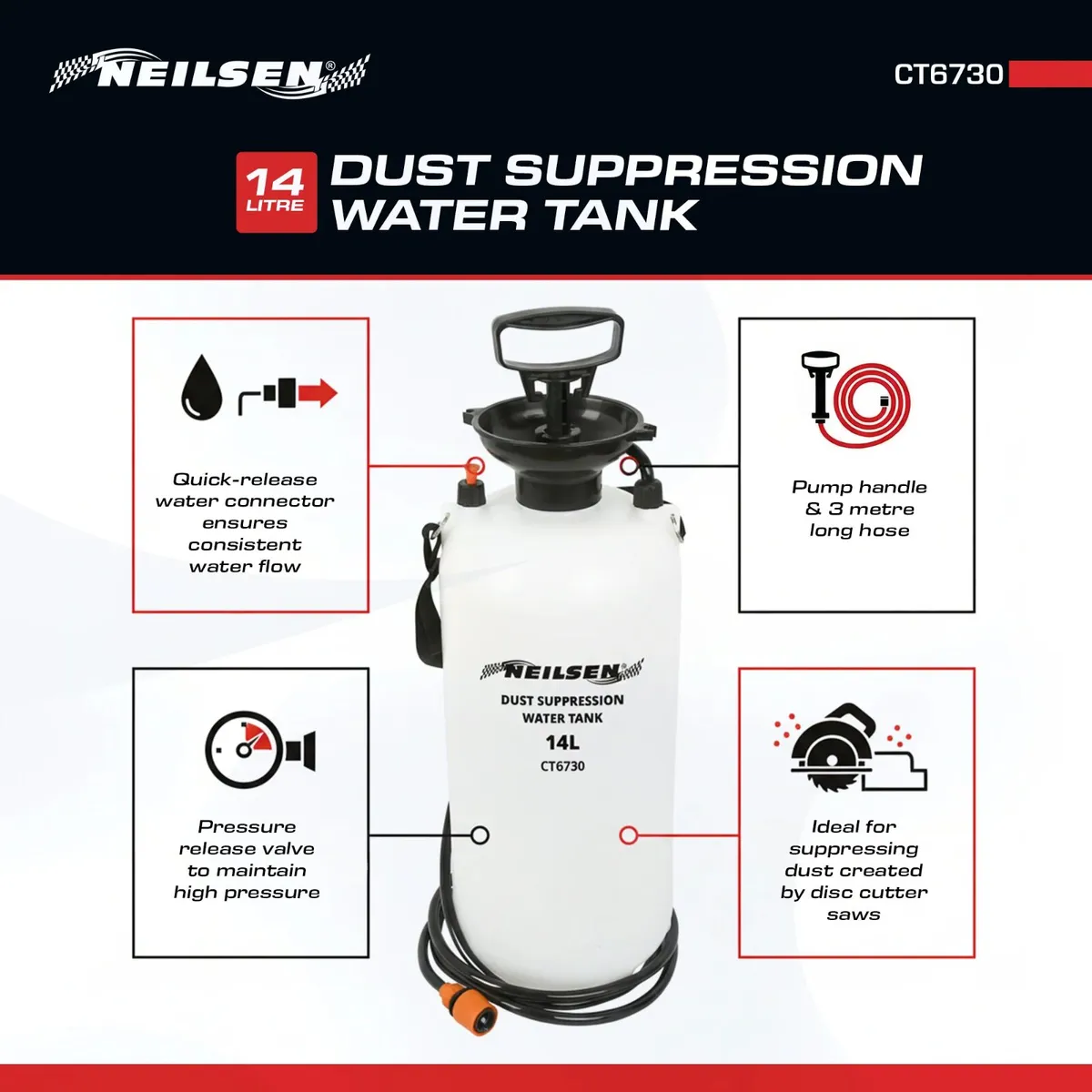 CT6730 14L Pressurised Dust Suppression Water Tank - Image 3