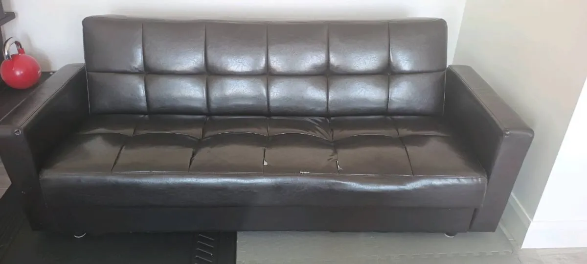 Foldable leather sofa bed - Image 2