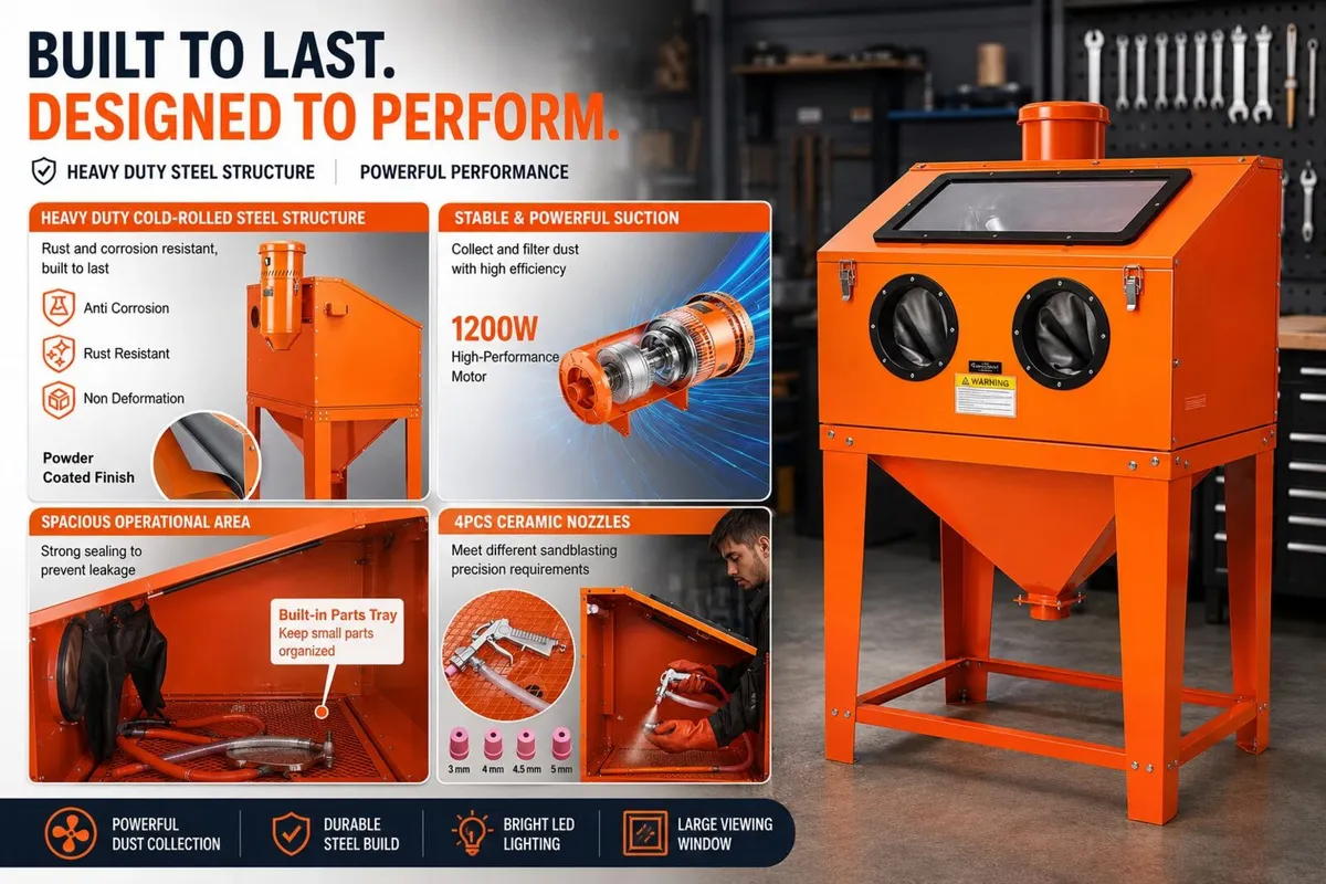 341L Sandblasting Cabinet with Dust Extraction - Image 2