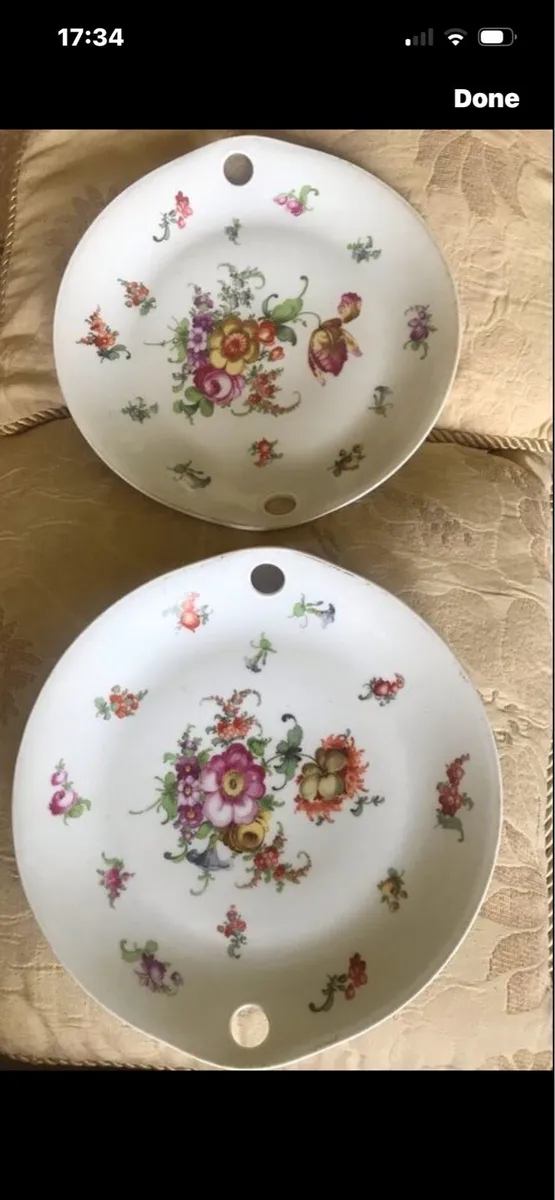 Antique Hand Painted Meissen Plate Set - Image 1