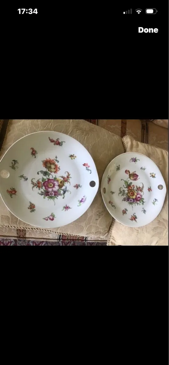 Antique Hand Painted Meissen Plate Set - Image 2