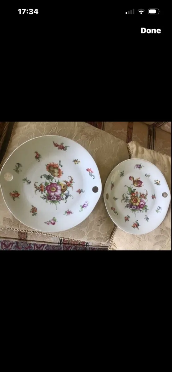 Antique Hand Painted Meissen Plate Set - Image 3