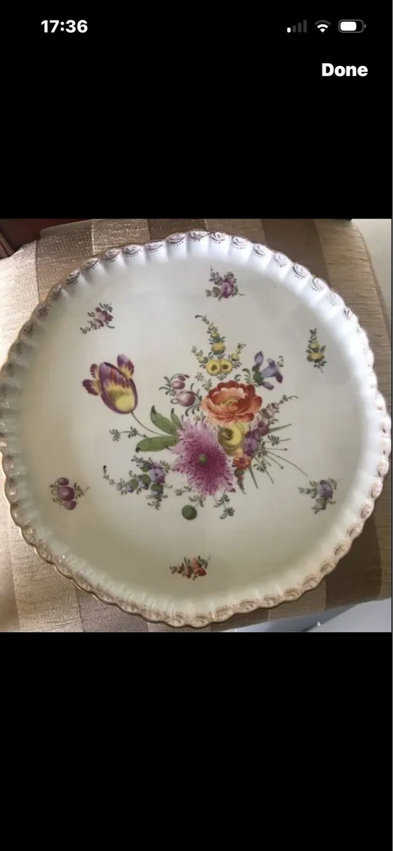 Antique Hand Painted  Meissen Dish - Image 1