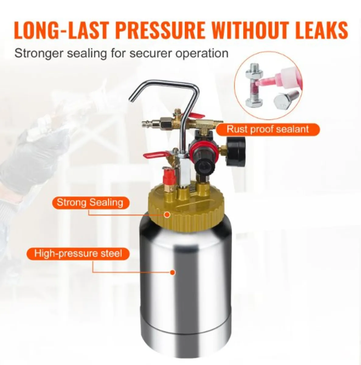 2L/0.5gal Portable Spray Paint Pressure Pot Tank - Image 2