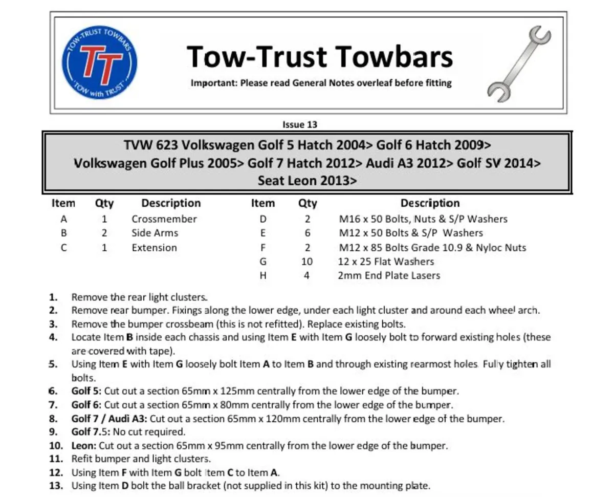 TowTrust Towbar TVW 623 - Image 2