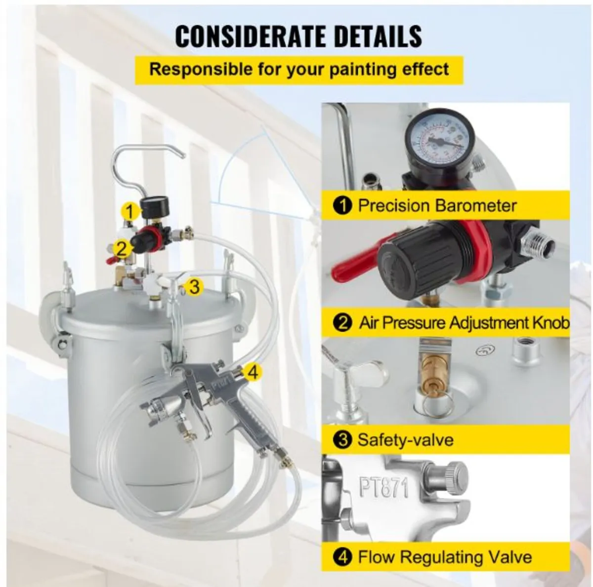 10L Heavy Duty Pressure Paint Pressure Tank - Image 4