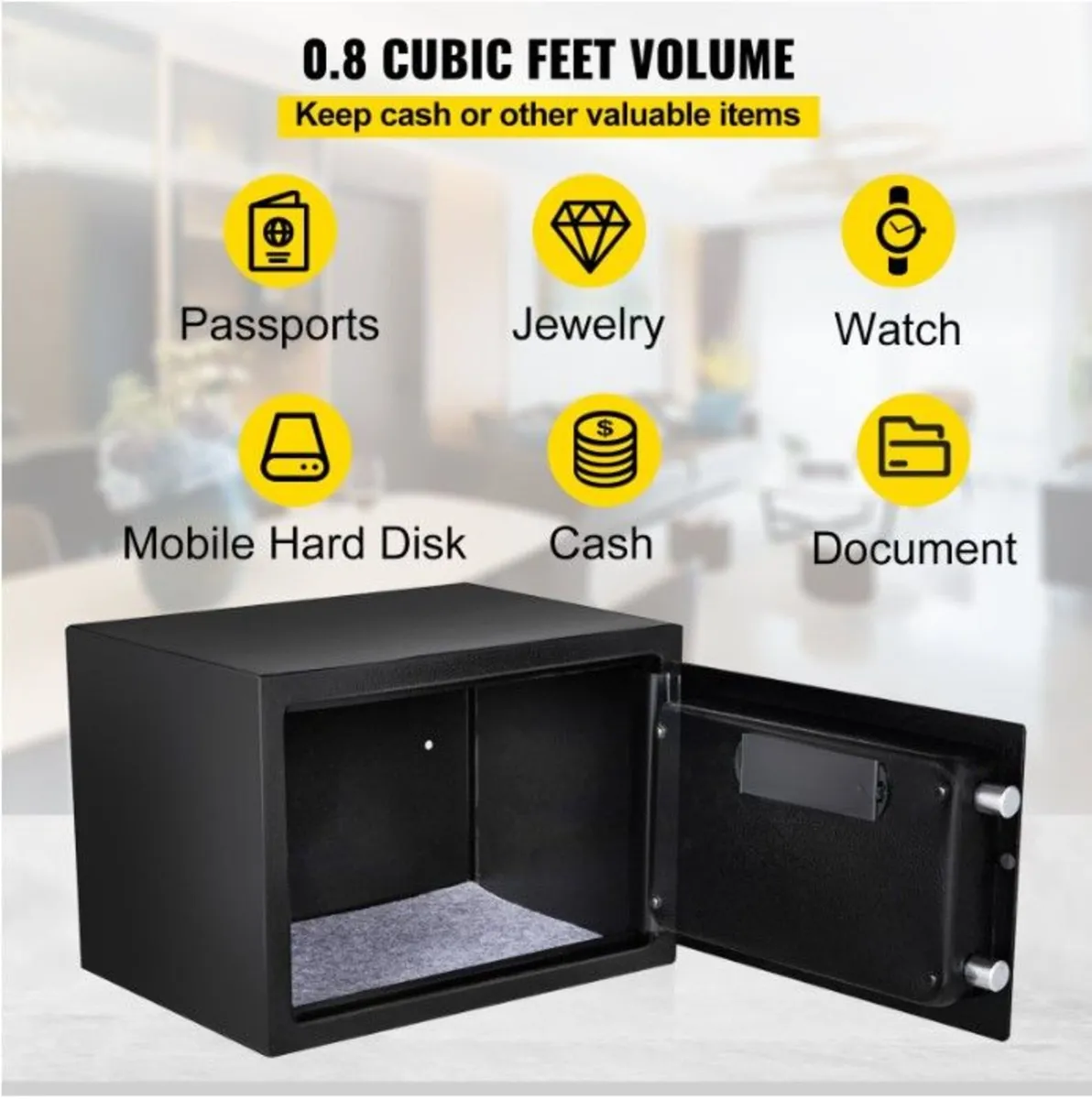 Password+ Key+ Fingerprint 22.6L Security Safe Box - Image 4