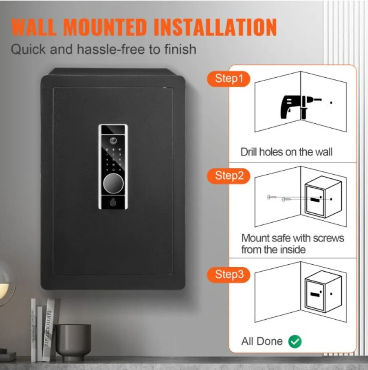Pass+Key+Fingerprint 2.2Cubic Ft Security Safe Box - Image 2