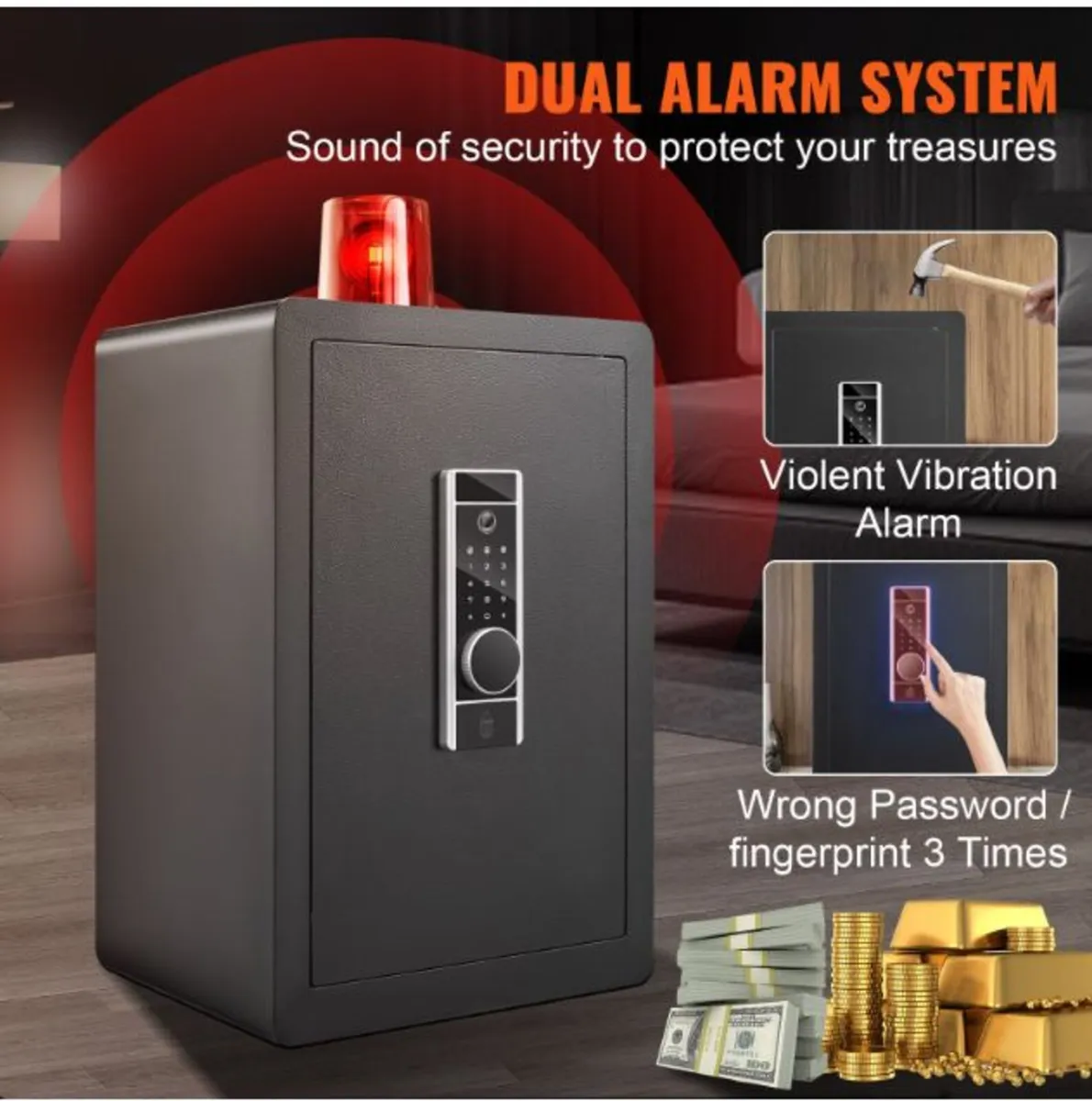 Pass+Key+Fingerprint 2.2Cubic Ft Security Safe Box - Image 3