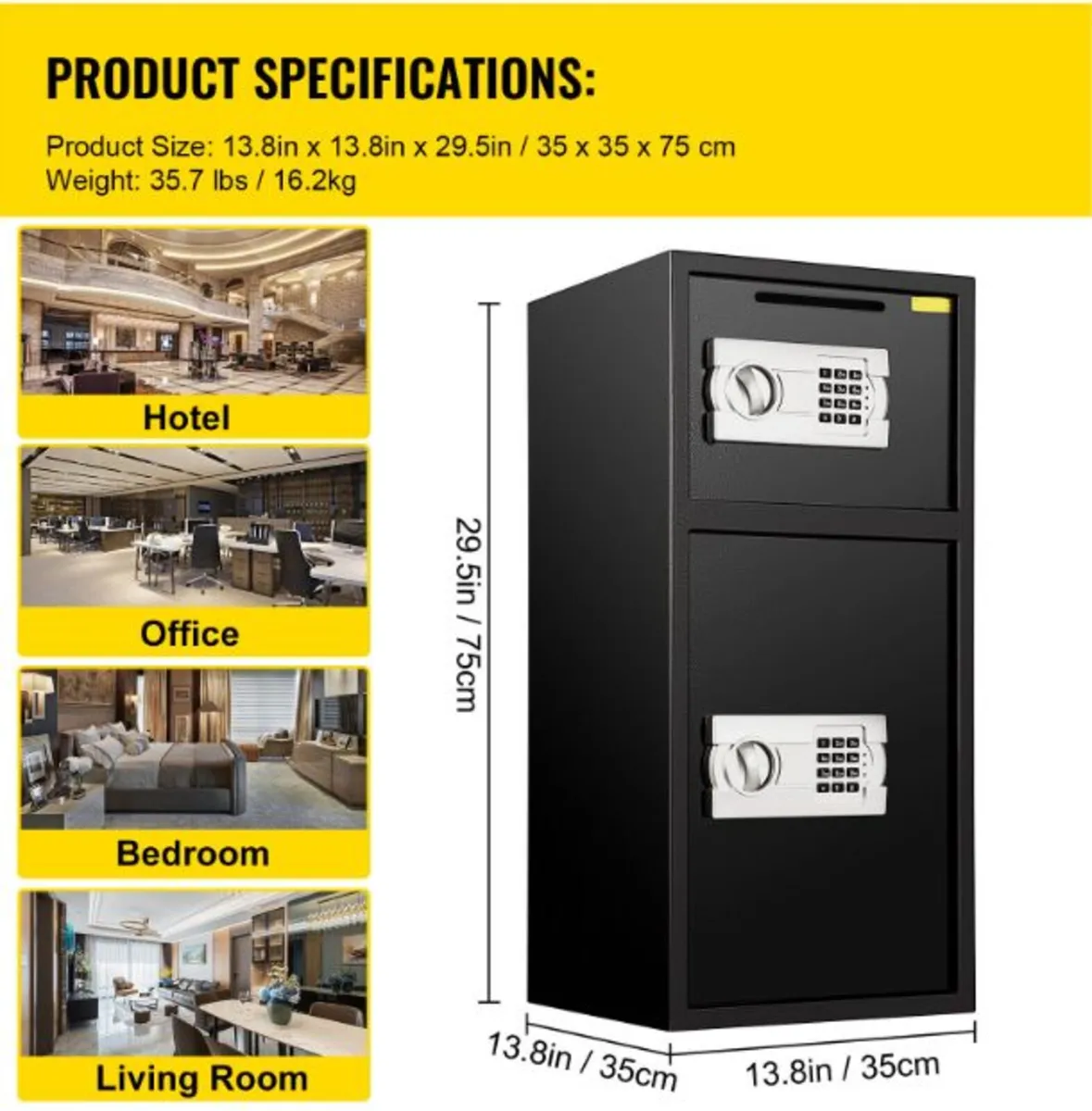 33inch Digital Double Door Safe Depository Box - Image 3