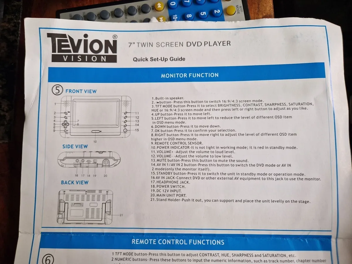 Tevion Twin Car DVD Players, Accessories, Manual - Image 3