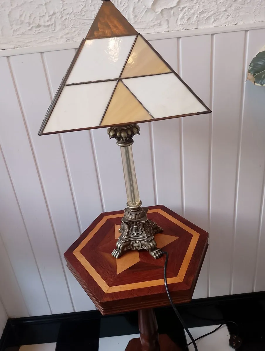 Old glass Tiffany style lamp colored 27" tall - Image 1