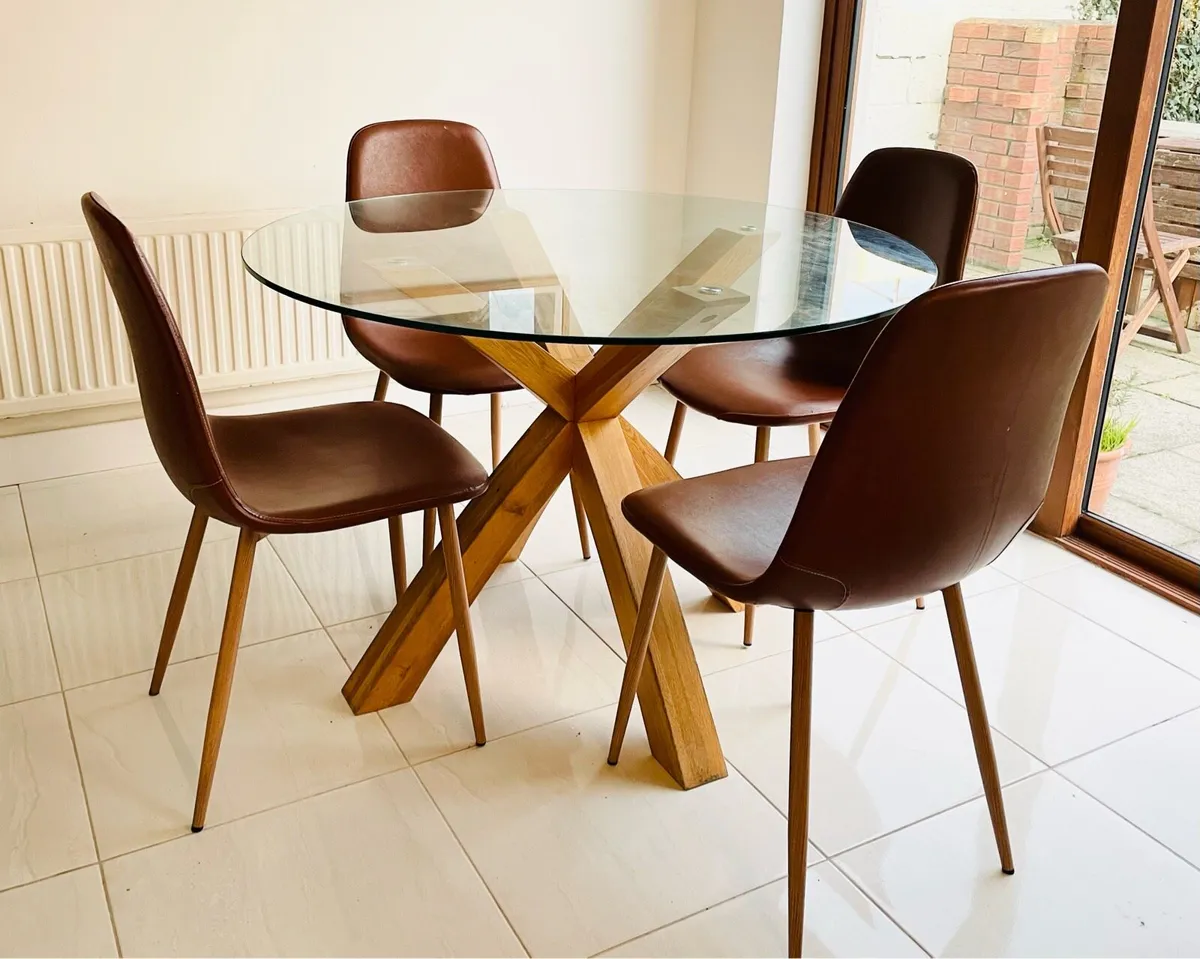 Modern Round Glass Dining Table - Image 1