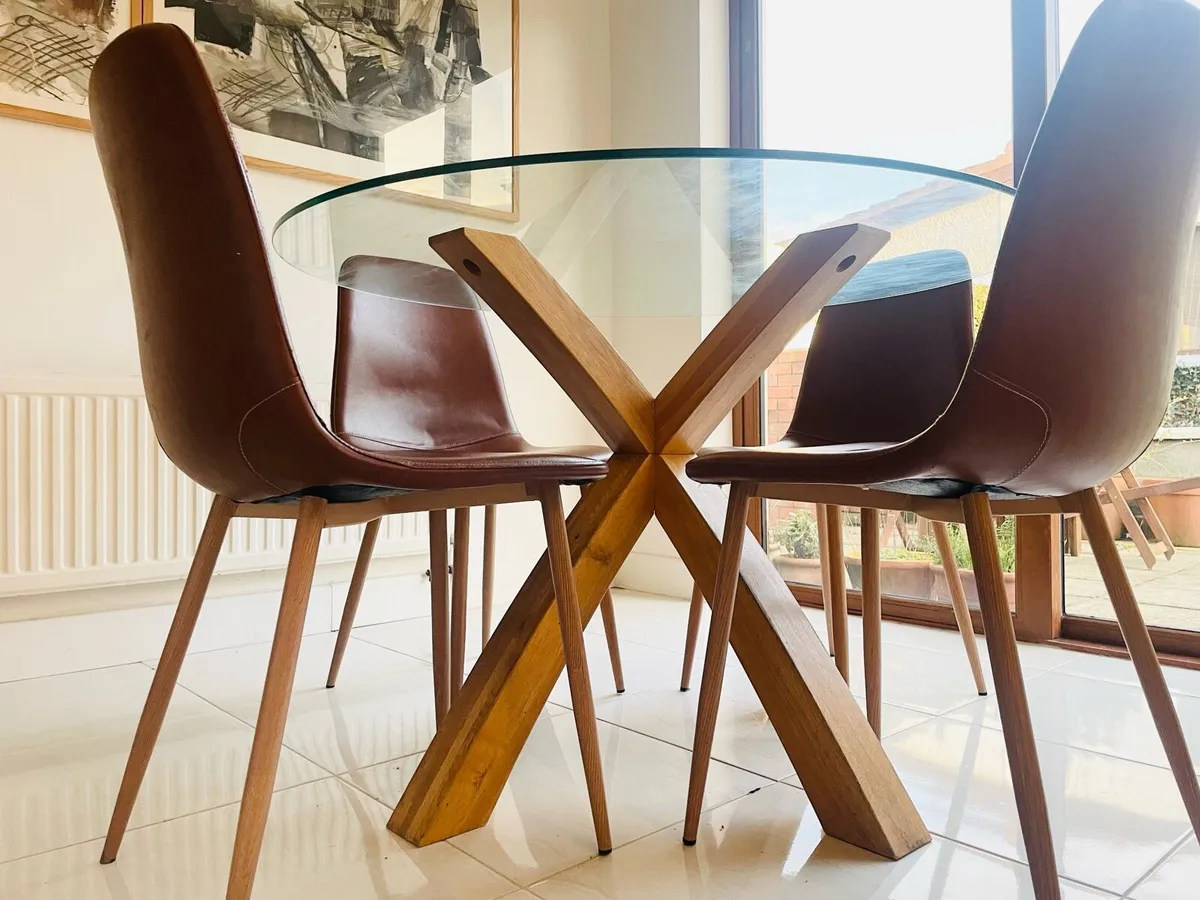 Modern Round Glass Dining Table - Image 2