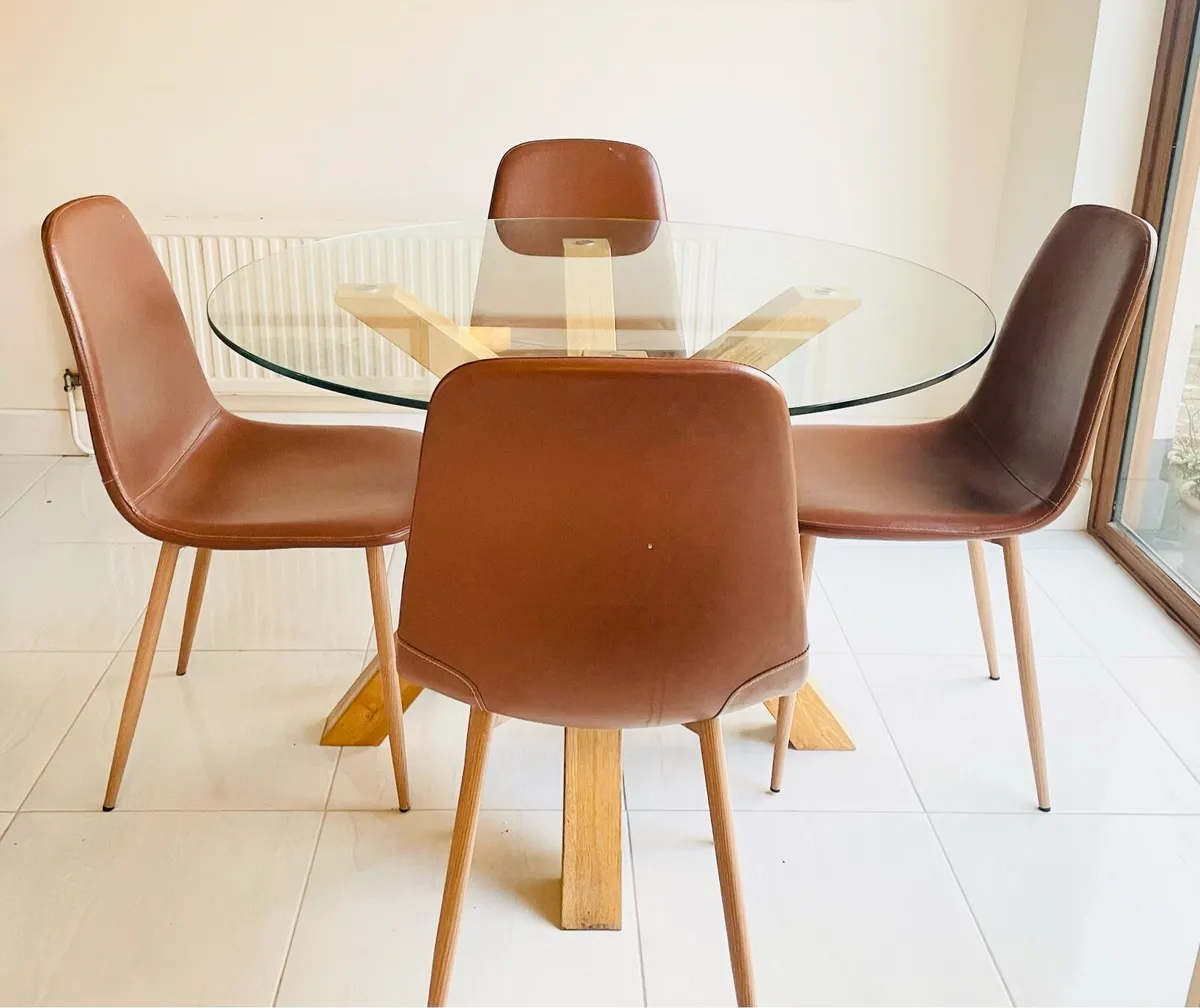Modern Round Glass Dining Table - Image 4