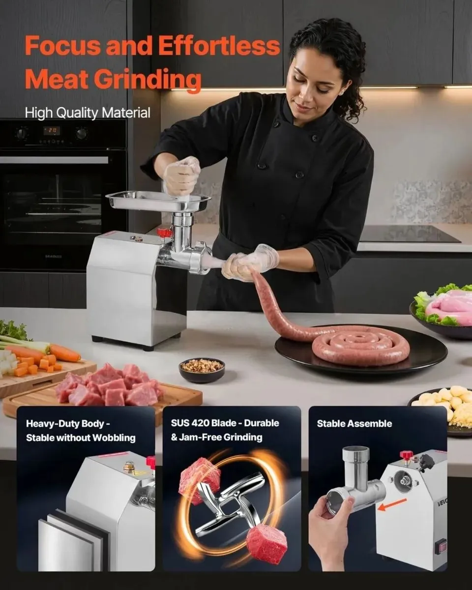 600W Electric Meat Grinder Commercial Food Chopper - Image 3