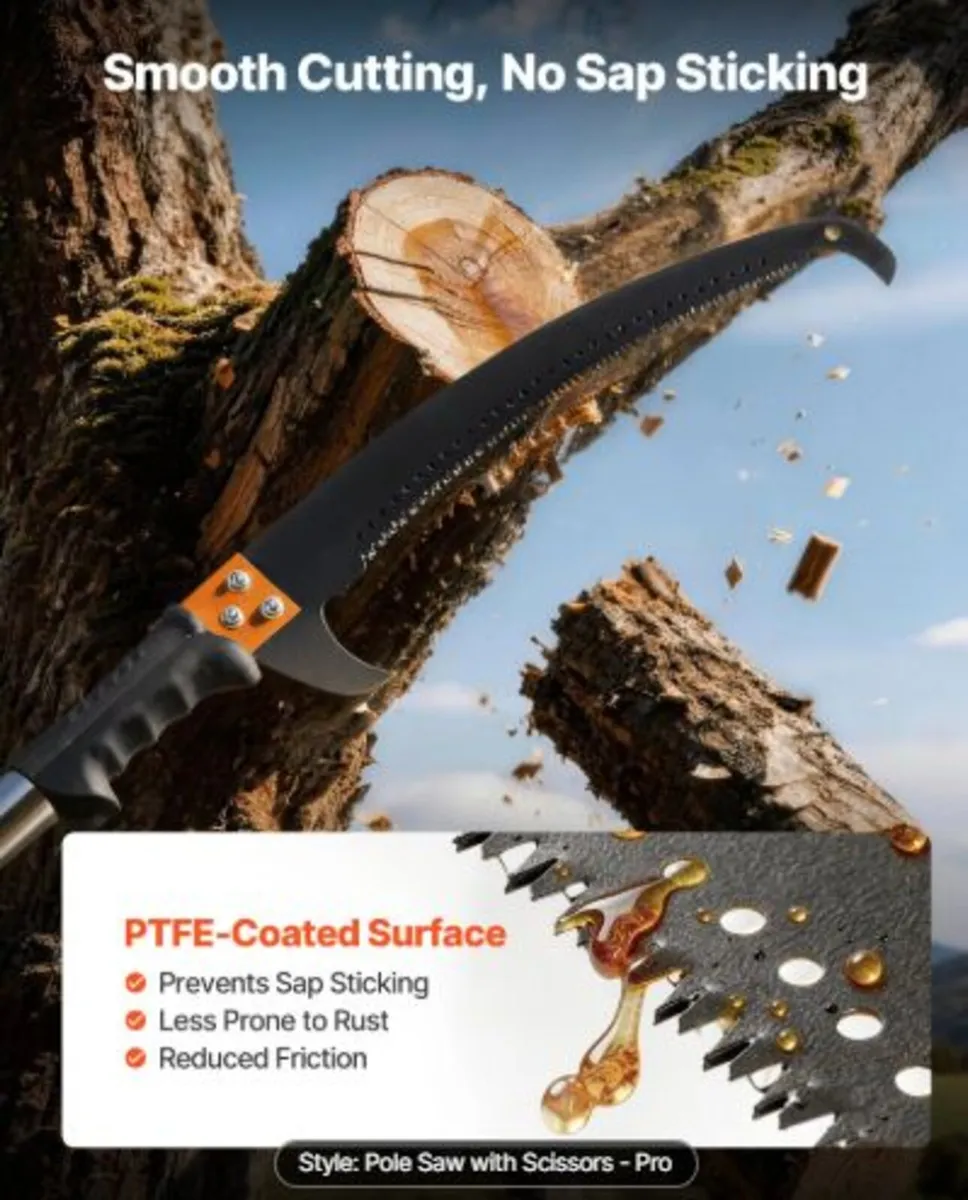Manual Pole Saw, 2.2-8.2 m Extendable Tree Pruner, - Image 3