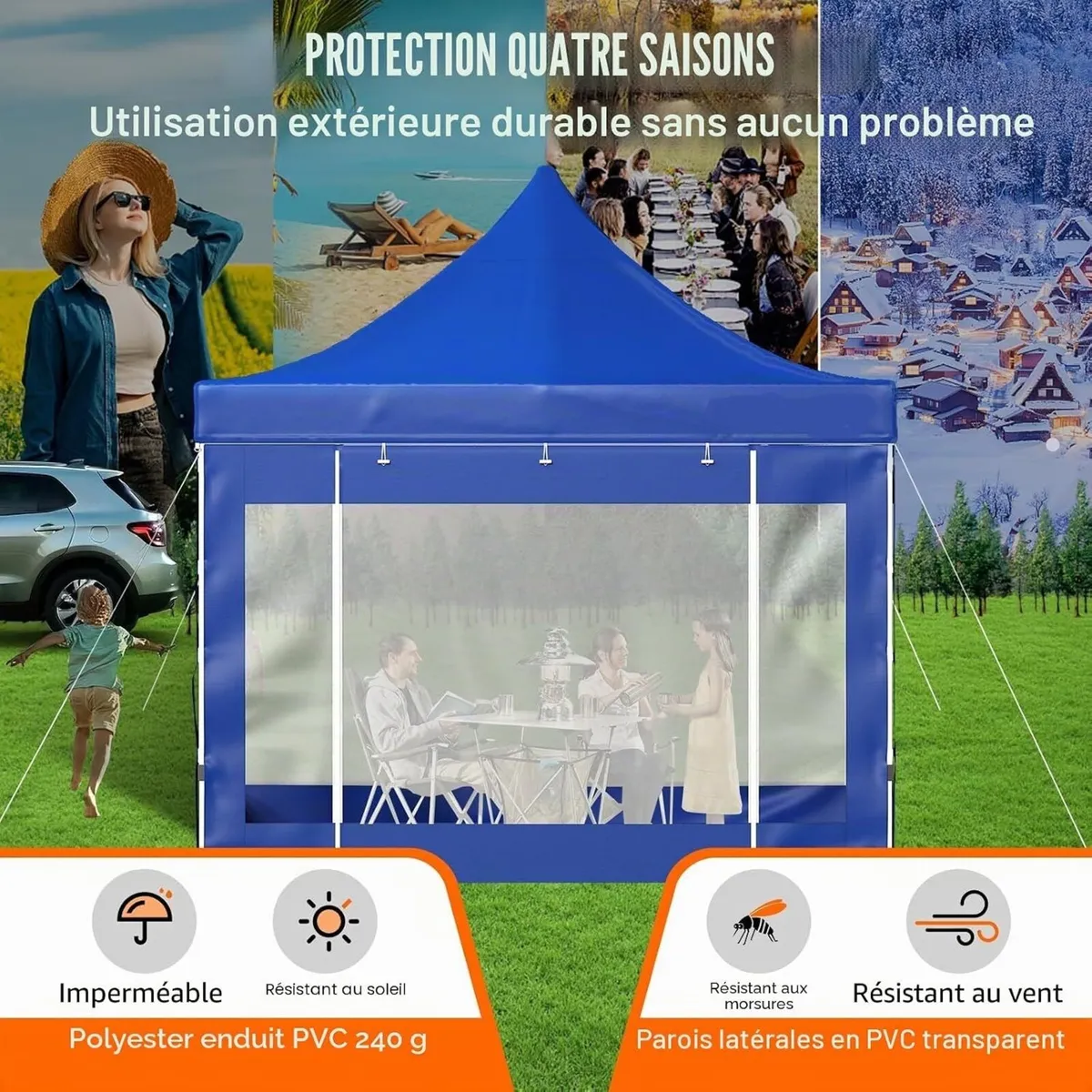Gazebo Pop Up Tent 10x10m/3x3m With Side - Image 3