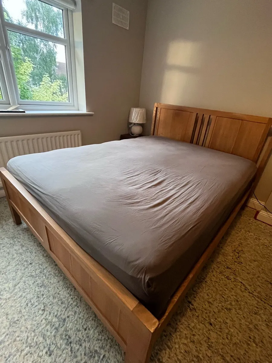 Solid Oak King Size Bed & Matching Furniture - Image 1
