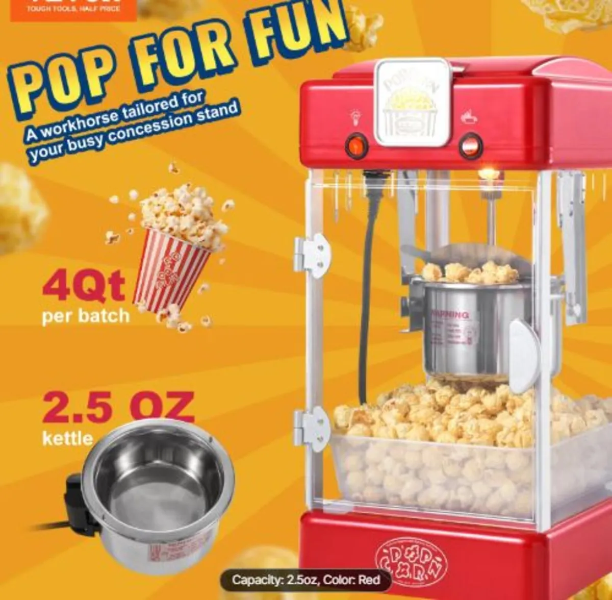 Popcorn Maker,300W Popcorn Popper Machine, 2.5 Oz - Image 1