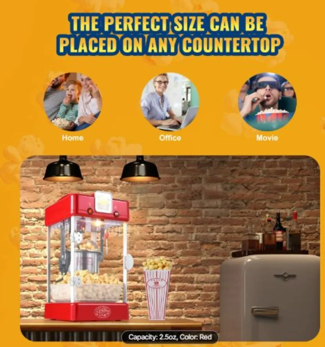 Popcorn Maker,300W Popcorn Popper Machine, 2.5 Oz - Image 3