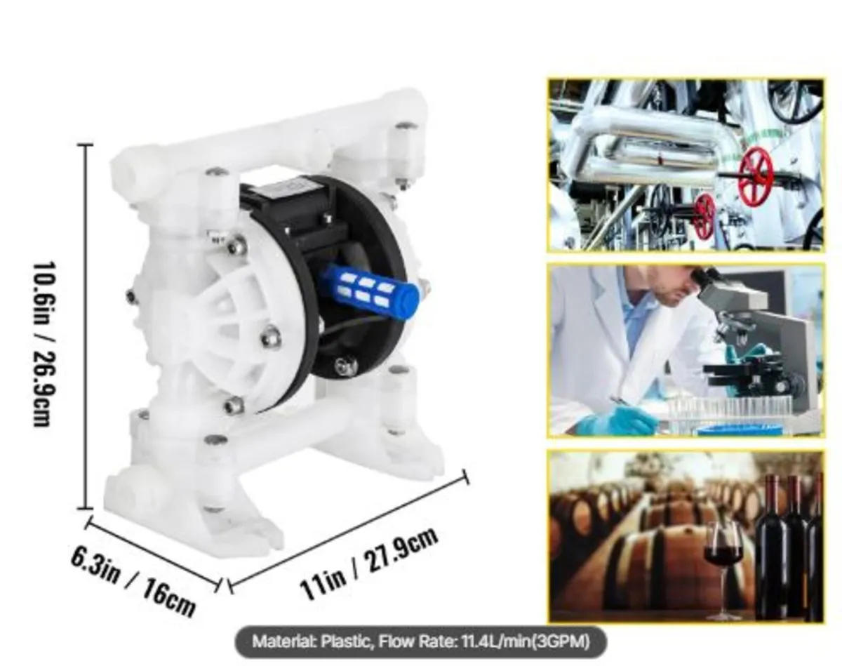 Air Double Diaphragm Pump 7GPM 100PSI Polypropylen - Image 4