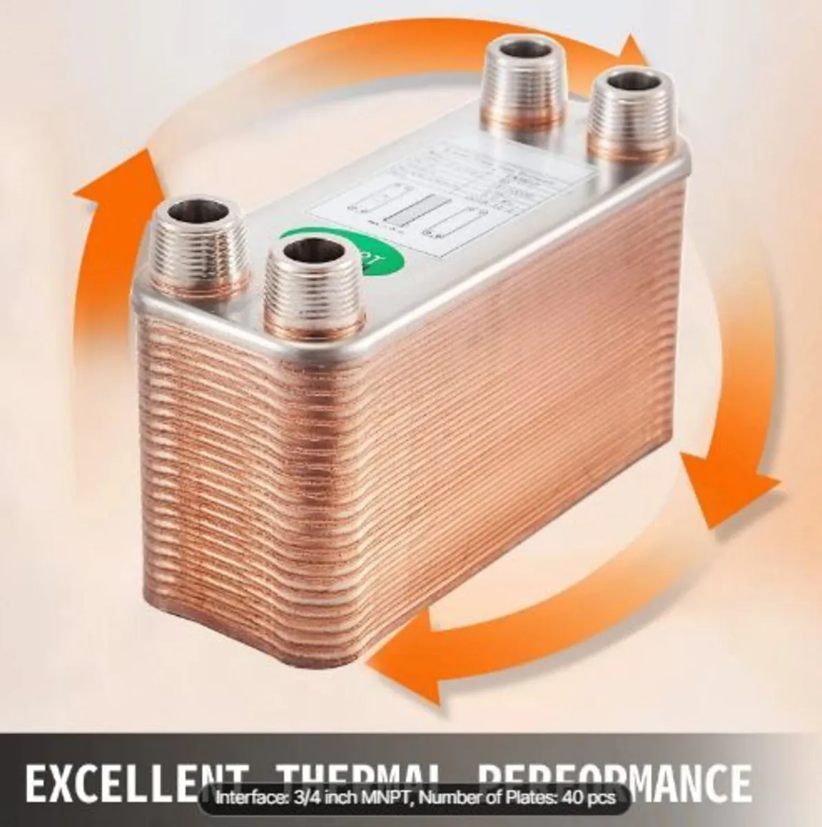 Heat Exchanger 3/4” MNPT Ports Brazed - Image 2