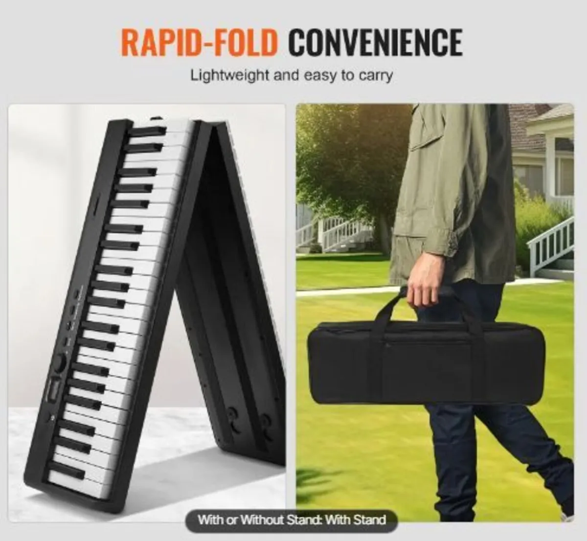 88 Key Folding Keyboard Piano, Bluetooth - Image 1