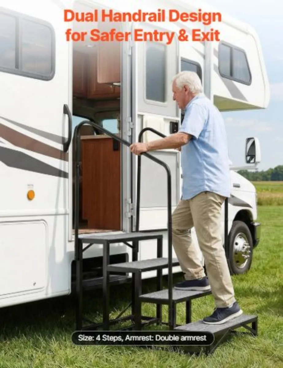 RV Steps with Dual Handrails,4 Steps, 300 kg Load - Image 3