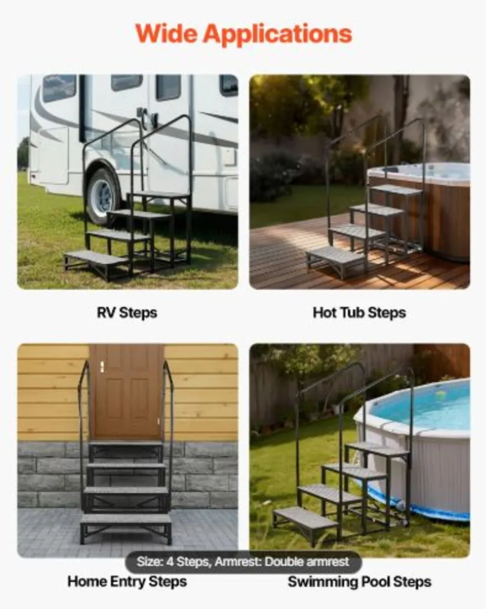 RV Steps with Dual Handrails,4 Steps, 300 kg Load - Image 4