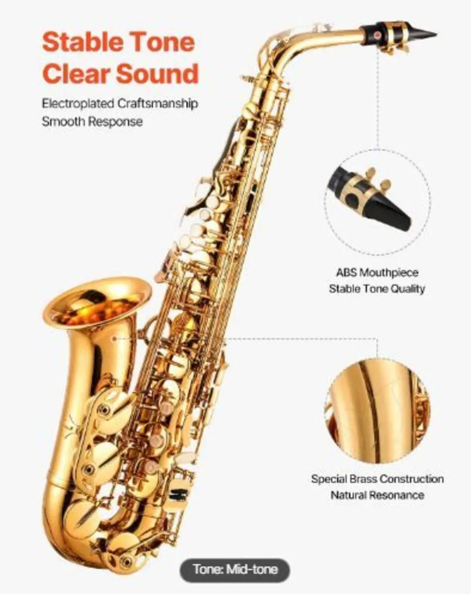 Alto Saxophone, E Flat, Brass Saxophone Beginner - Image 4