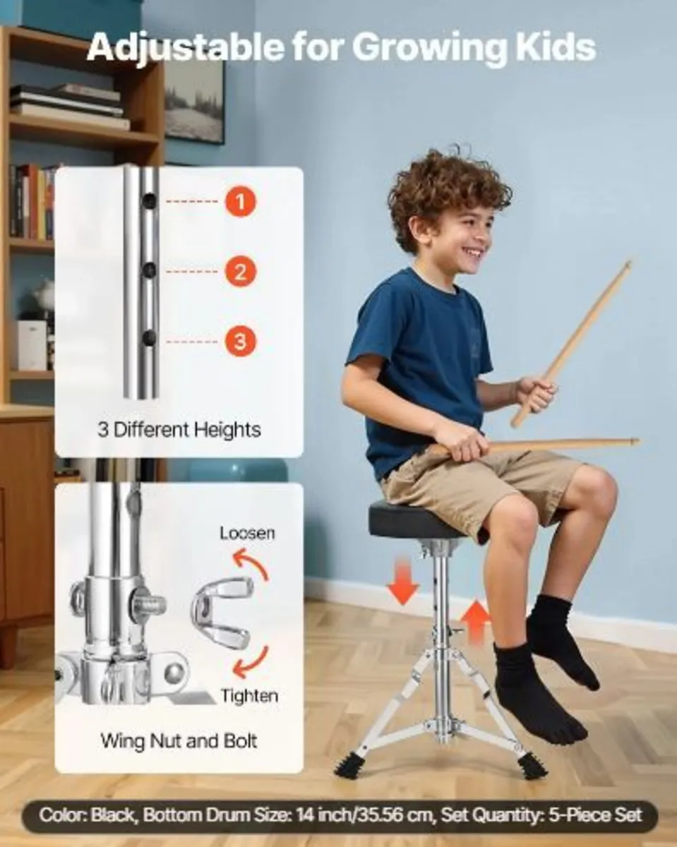 Kids Drum Set, 5-Piece 14 in / 355.6 mm - Image 4