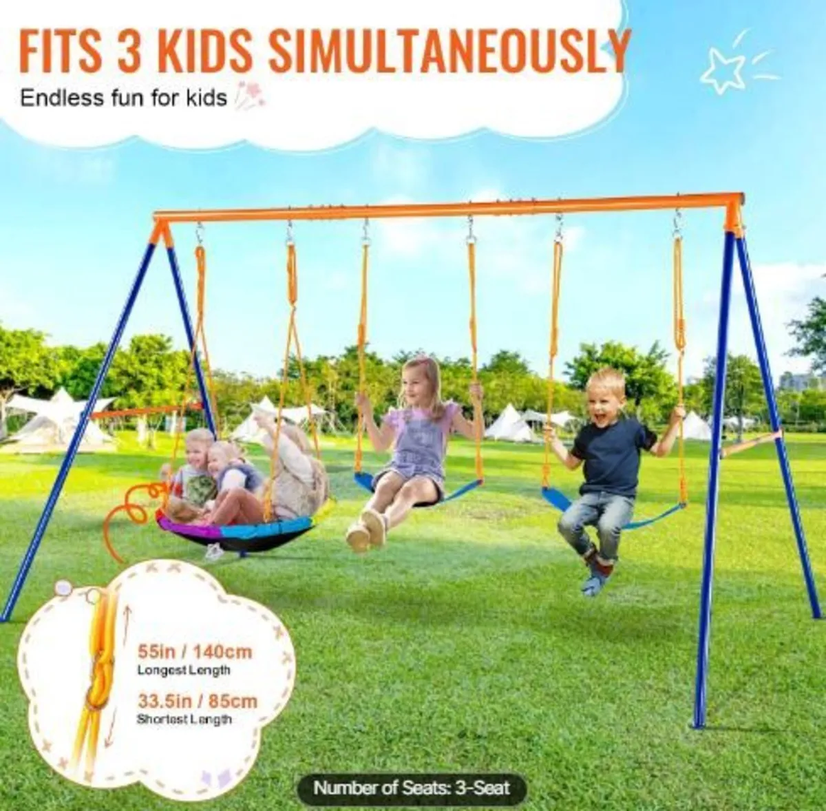 Swing Sets for Backyard, 600lbs Load Capacity - Image 4