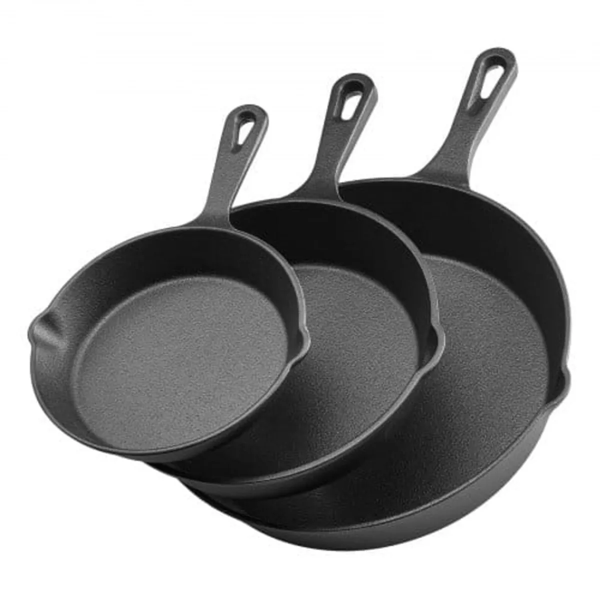 Cast Iron Skillet, 3 Pcs Frying Pan Set (160, 220, - Image 1