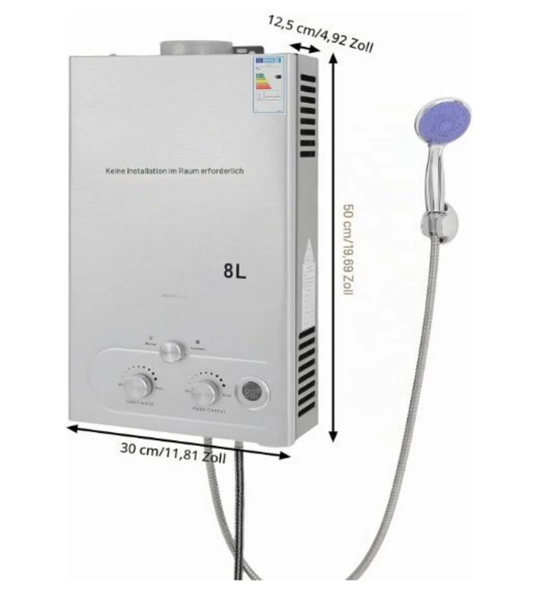 16KW LPG Instantaneous Water Heater, 8L Capacity - Image 3