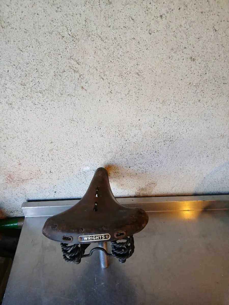 Vintage Wrights Bicycle Saddle For Sale - Image 1