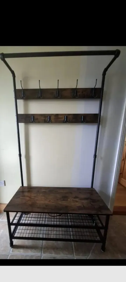 Hall stand, coat rack with bench - Image 3