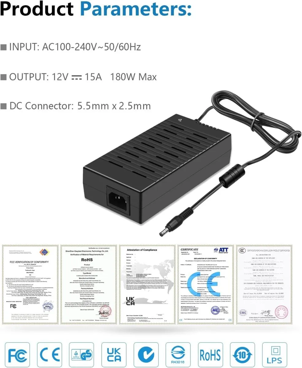 15A DC Power Supply Adapter for LED Strip Lights - Image 3