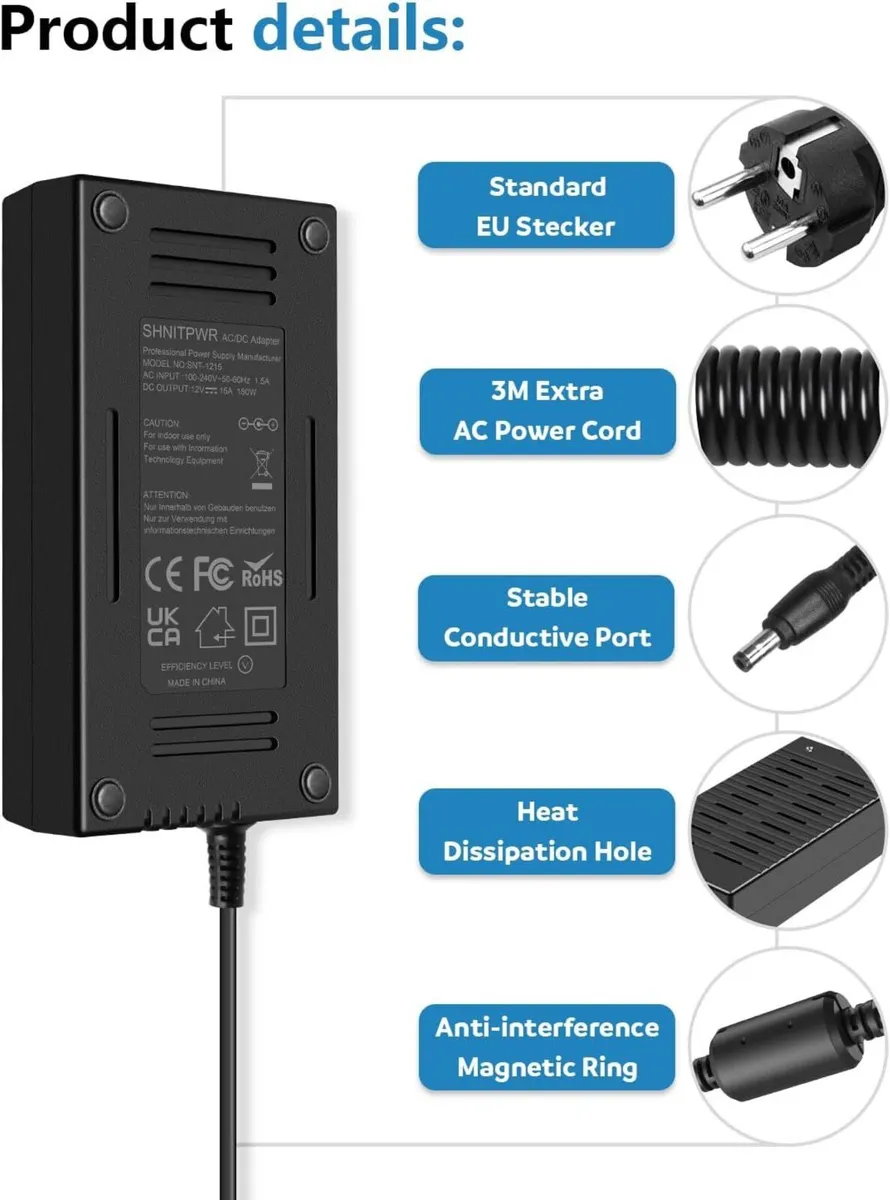 15A DC Power Supply Adapter for LED Strip Lights - Image 4