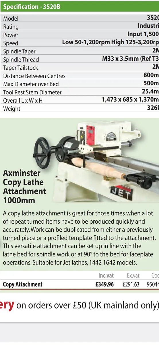 Axminster copy lathe attachment - Image 4