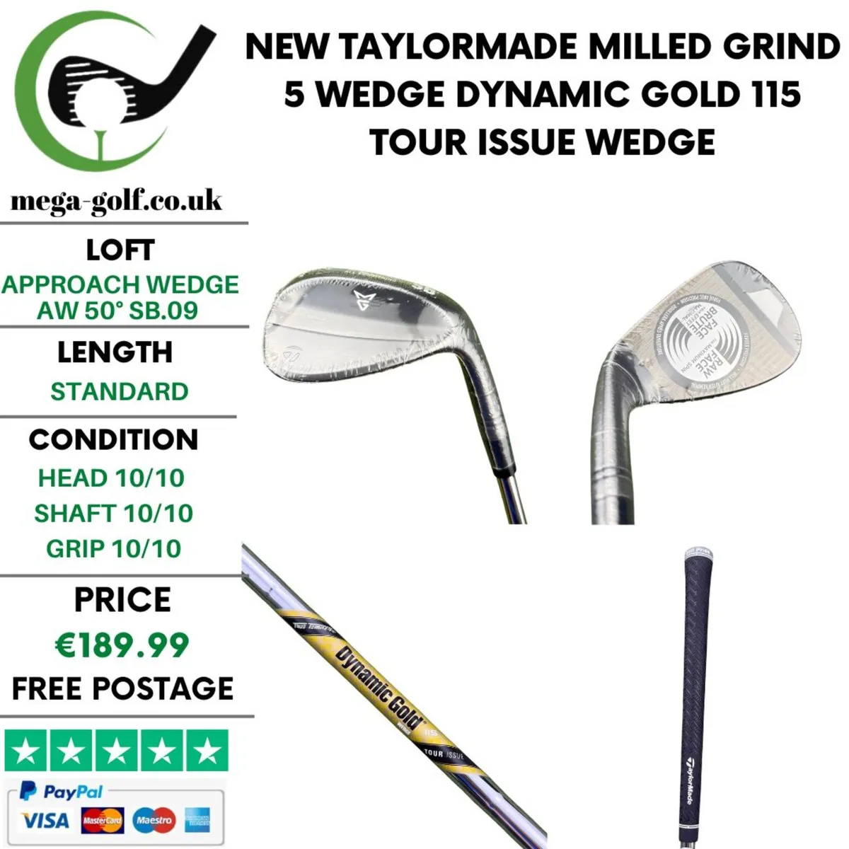 New Taylormade Milled Grind 5 Wedge Aw 50° SB.09 - Image 1