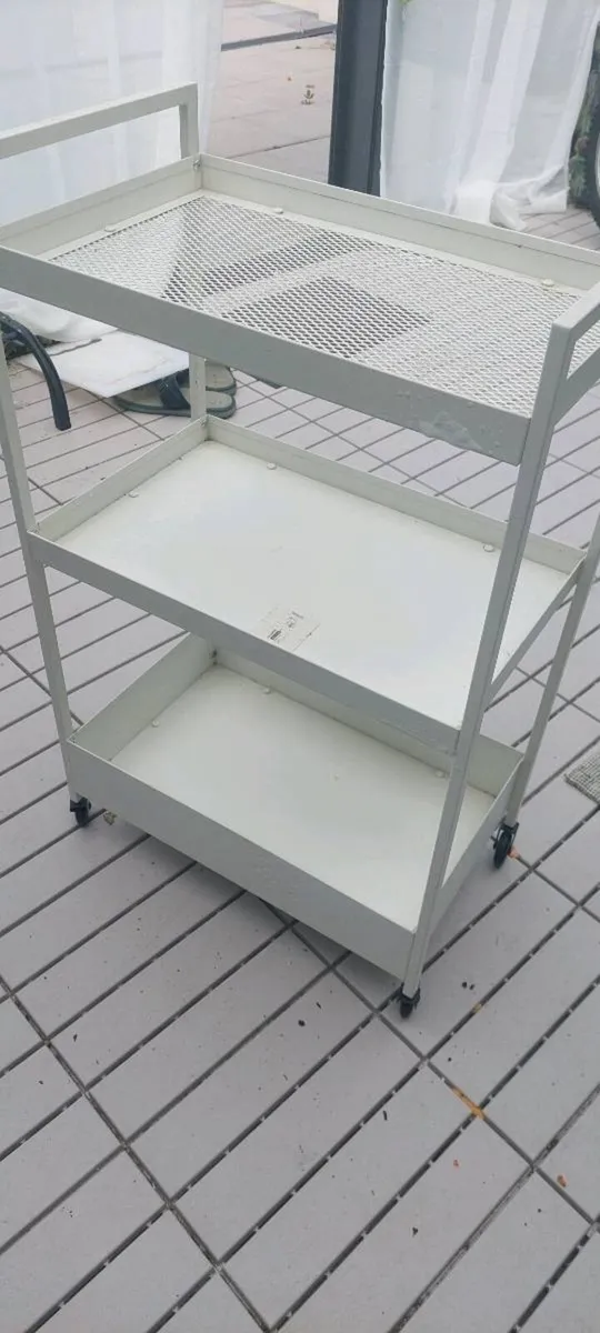3-Tier Metal Storage Trolley with Wheels – White - Image 2