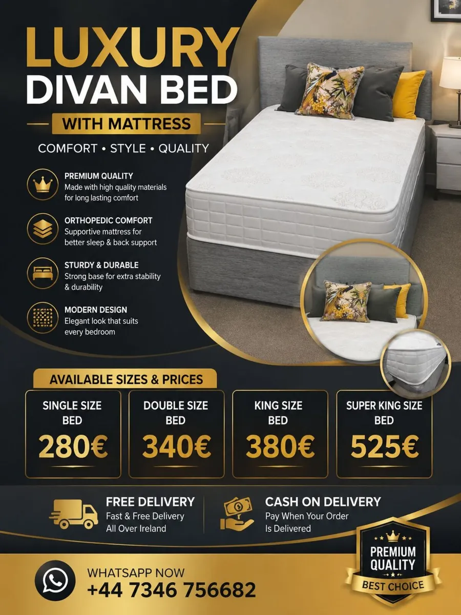 Luxury Divan Bed with Mattress – Free Delivery in - Image 1