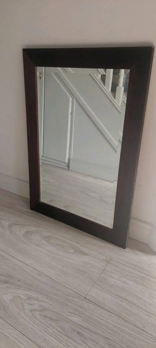 Large Wall Mirror with Dark Wooden Frame