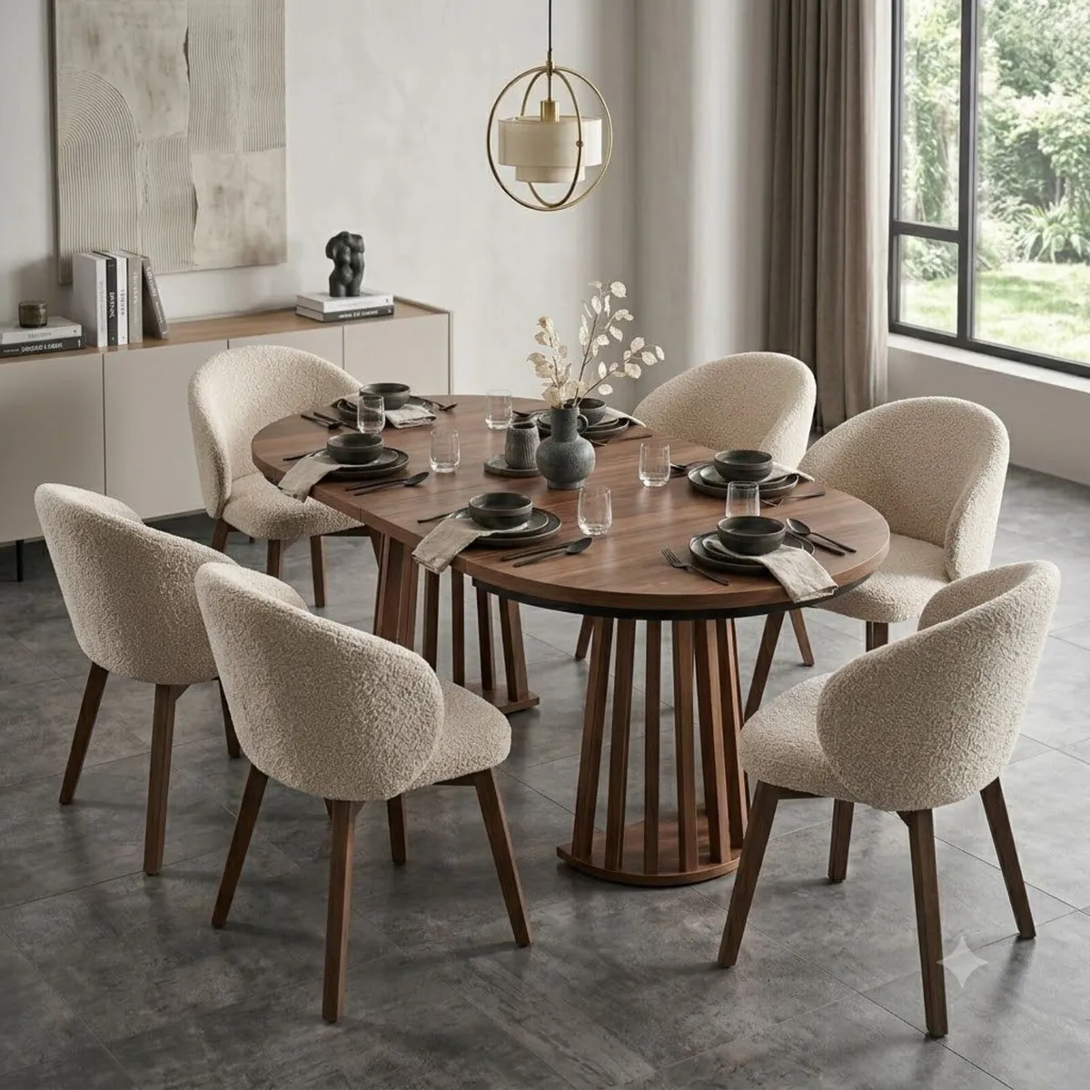 Tovo Dark Walnut Extendable Round Dining Table - Image 1