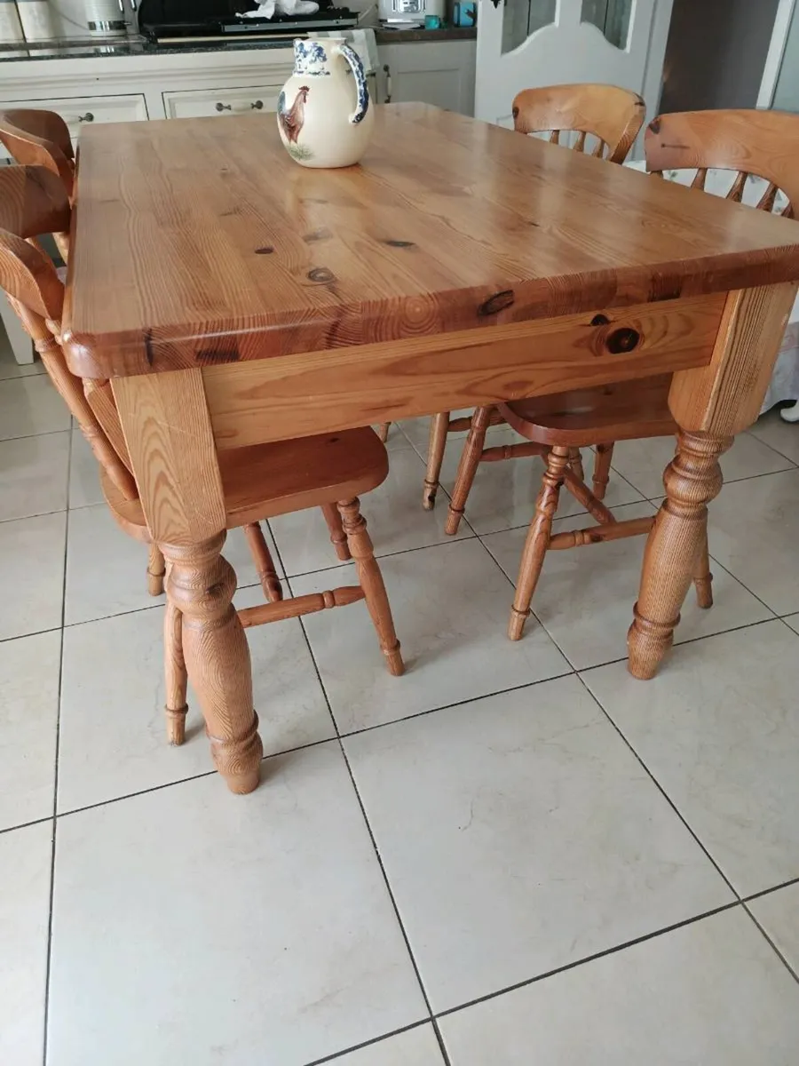 Farmhouse table and chairs - Image 1
