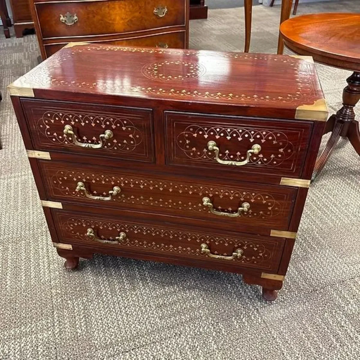 Anglo campaign style chest of four drawers - Image 1