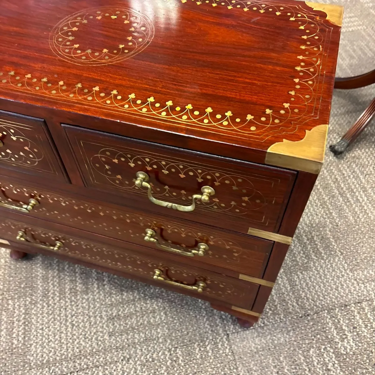 Anglo campaign style chest of four drawers - Image 2