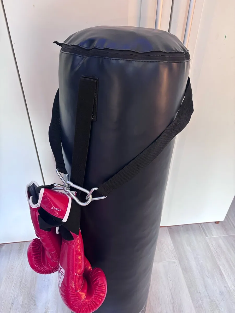 Boxing punch bag and gloves - Image 3
